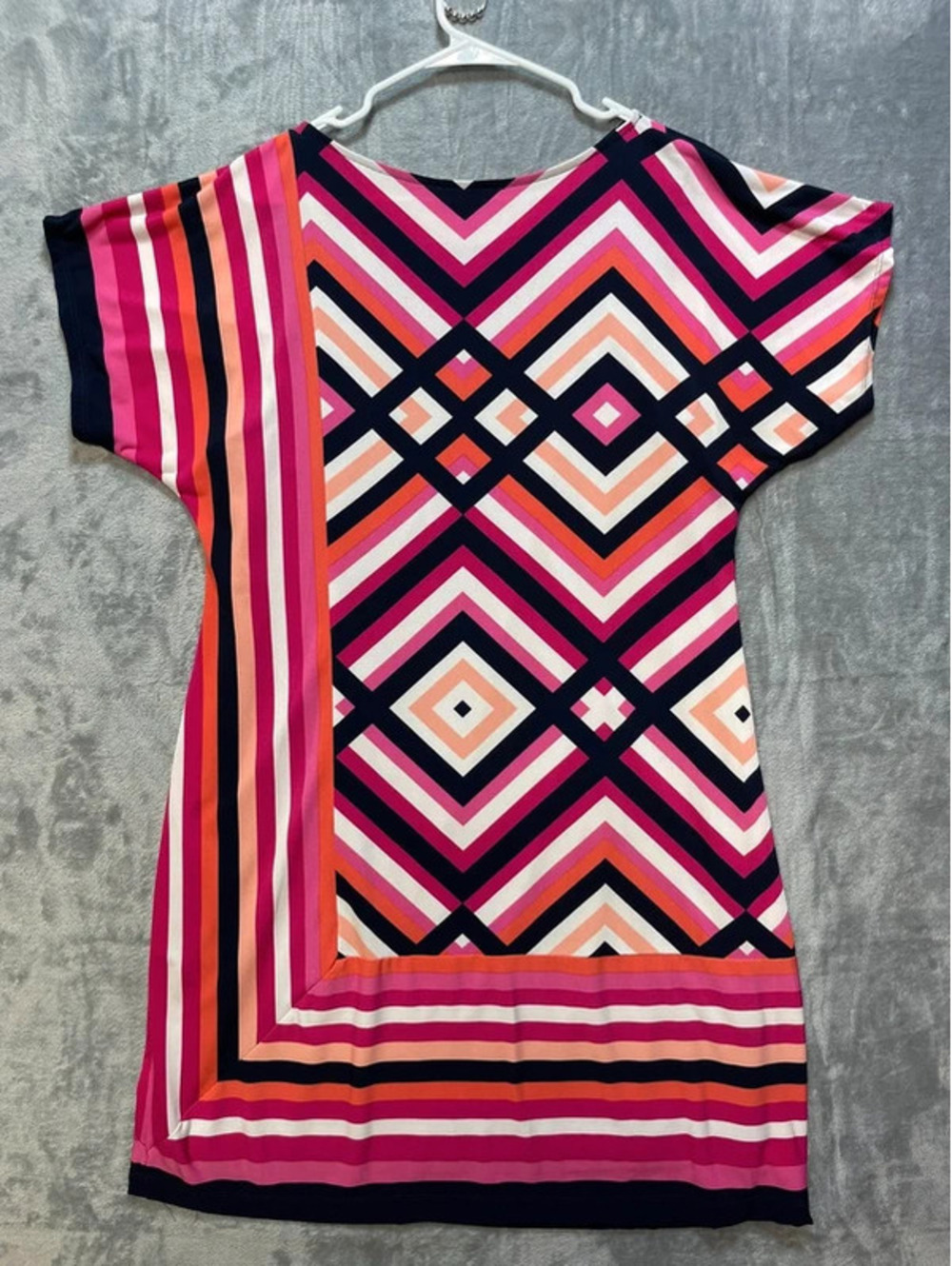 Studio One New York Womens Dress Pink Navy Geometric Size Large - Picture 2 of 9